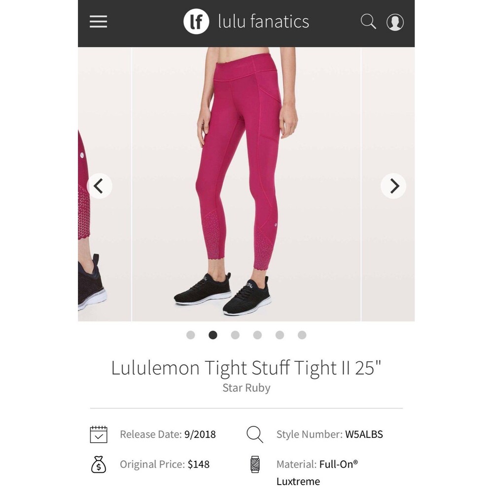 Lululemon size 12 Tight Stuff Tight II 25"
Star Ruby red leggings